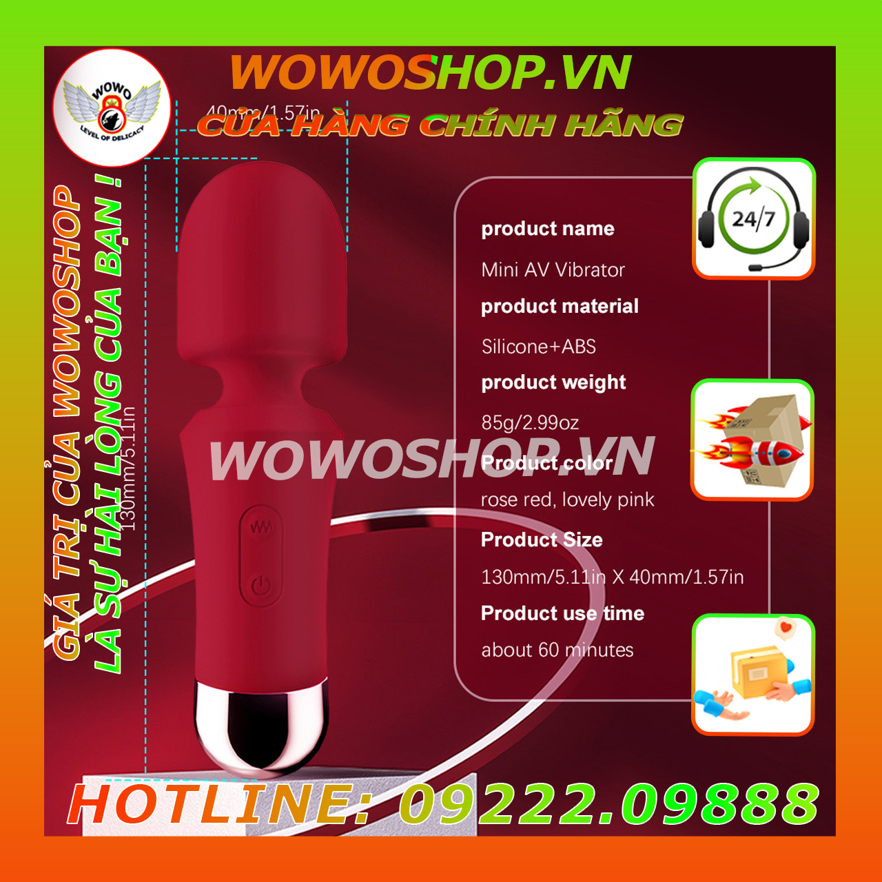 Đồ Chơi Người Lớn|Dụng Cụ Tình Yêu Nữ|Chày Rung Tình Yêu|Wowoshop