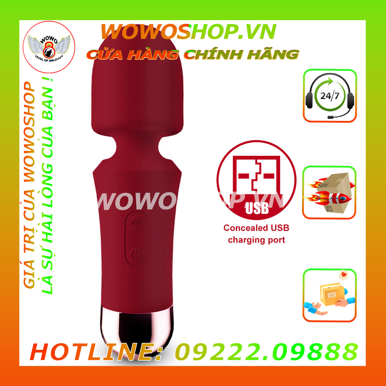 Đồ Chơi Người Lớn|Dụng Cụ Tình Yêu Nữ|Chày Rung Tình Yêu|Wowoshop
