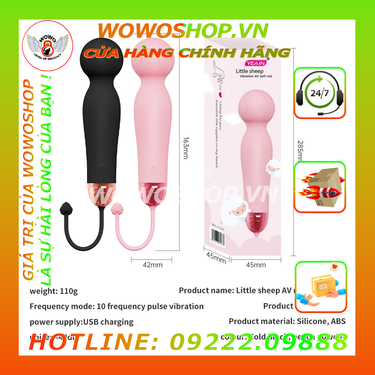 Đồ Chơi Người Lớn|Dụng Cụ Tình Yêu Nữ|Chày Rung Tình Yêu|Wowoshop.vn