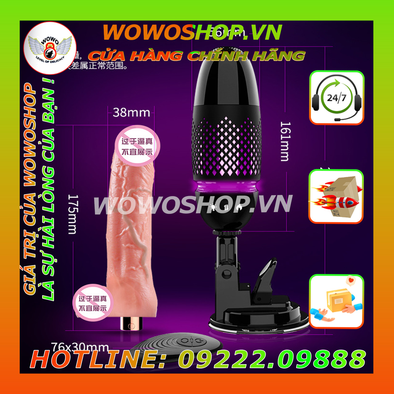 Đồ Chơi Người Lớn|Dụng Cụ Tình Yêu Nữ|Dương Vật Giả Hít Tường|Wowoshop.vn