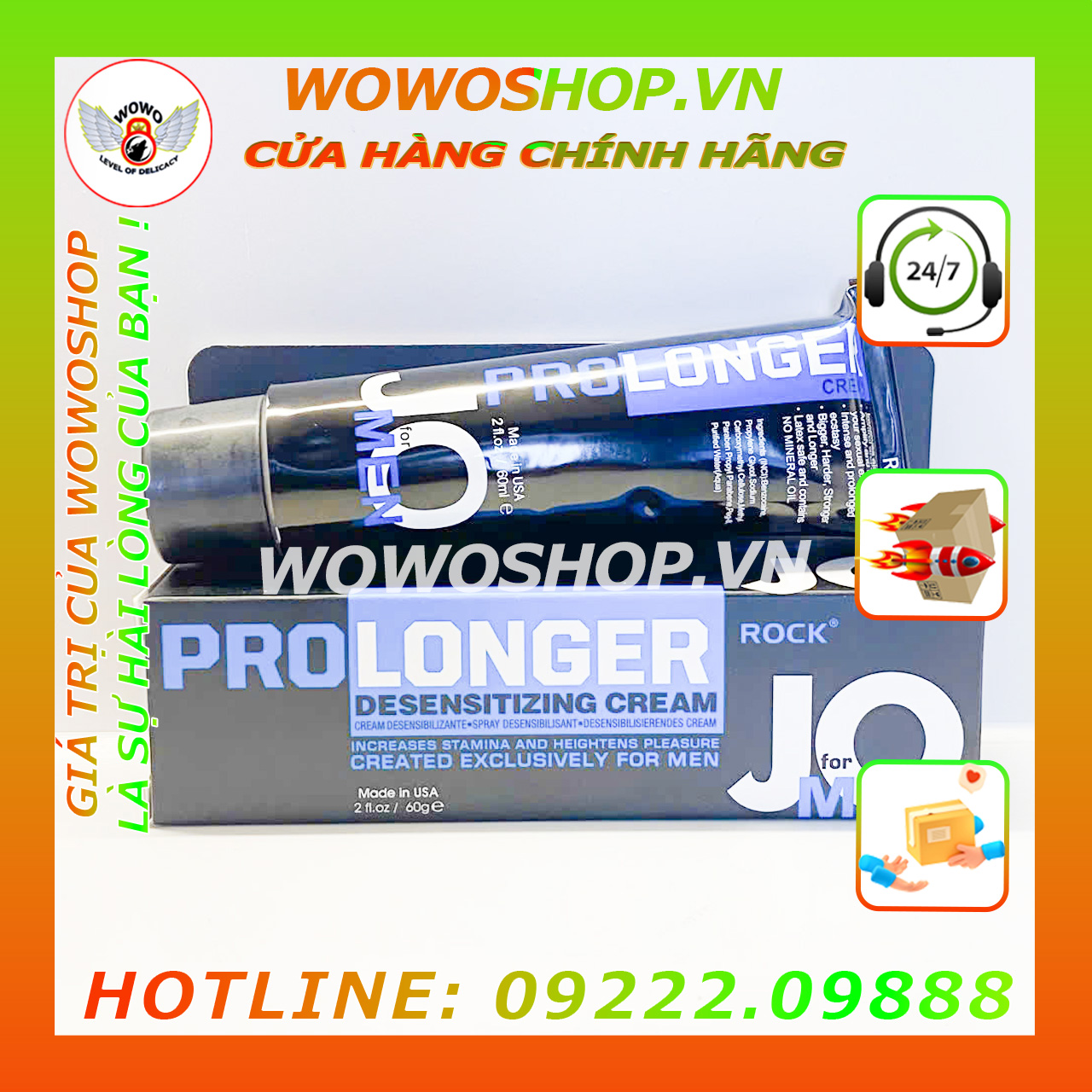 Gel Bôi Trơn Tăng Cường Cương Dương-Kéo Dài Thời Gian Quan Hệ-Chống Xuất Tinh Sớm-JO Pro Longer-60ML