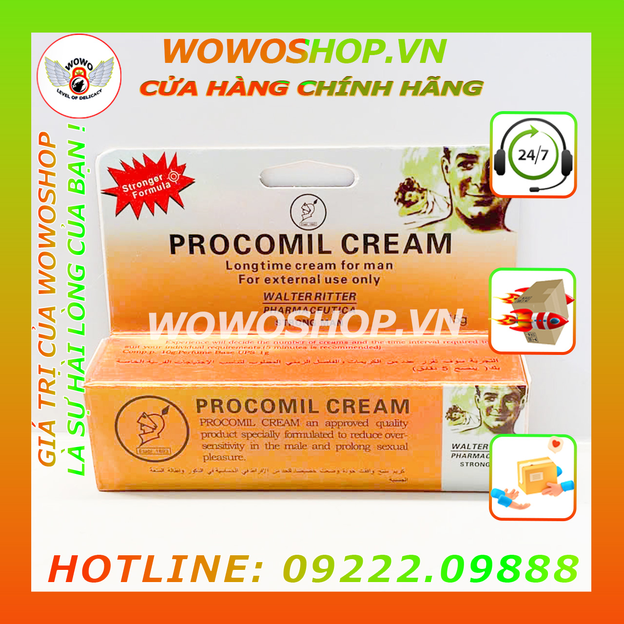 Gel Bôi Trơn Tăng Cường Cương Dương-Kéo Dài Thời Gian Quan Hệ-Chống Xuất Tinh Sớm-Procomil Cream-15ML