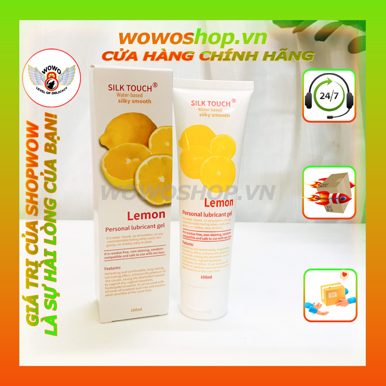 Gel Bôi Trơn Silk Touch Lemon, Hương Chanh, Chai 100ML