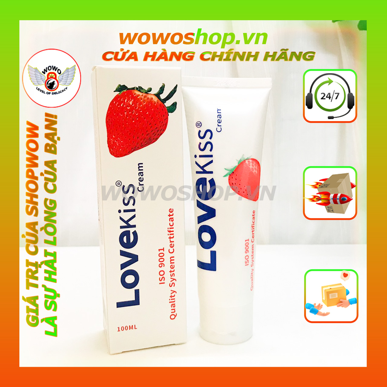 Gel Bôi Trơn Love Kiss Cream, Hương Dâu, Chai 100ML