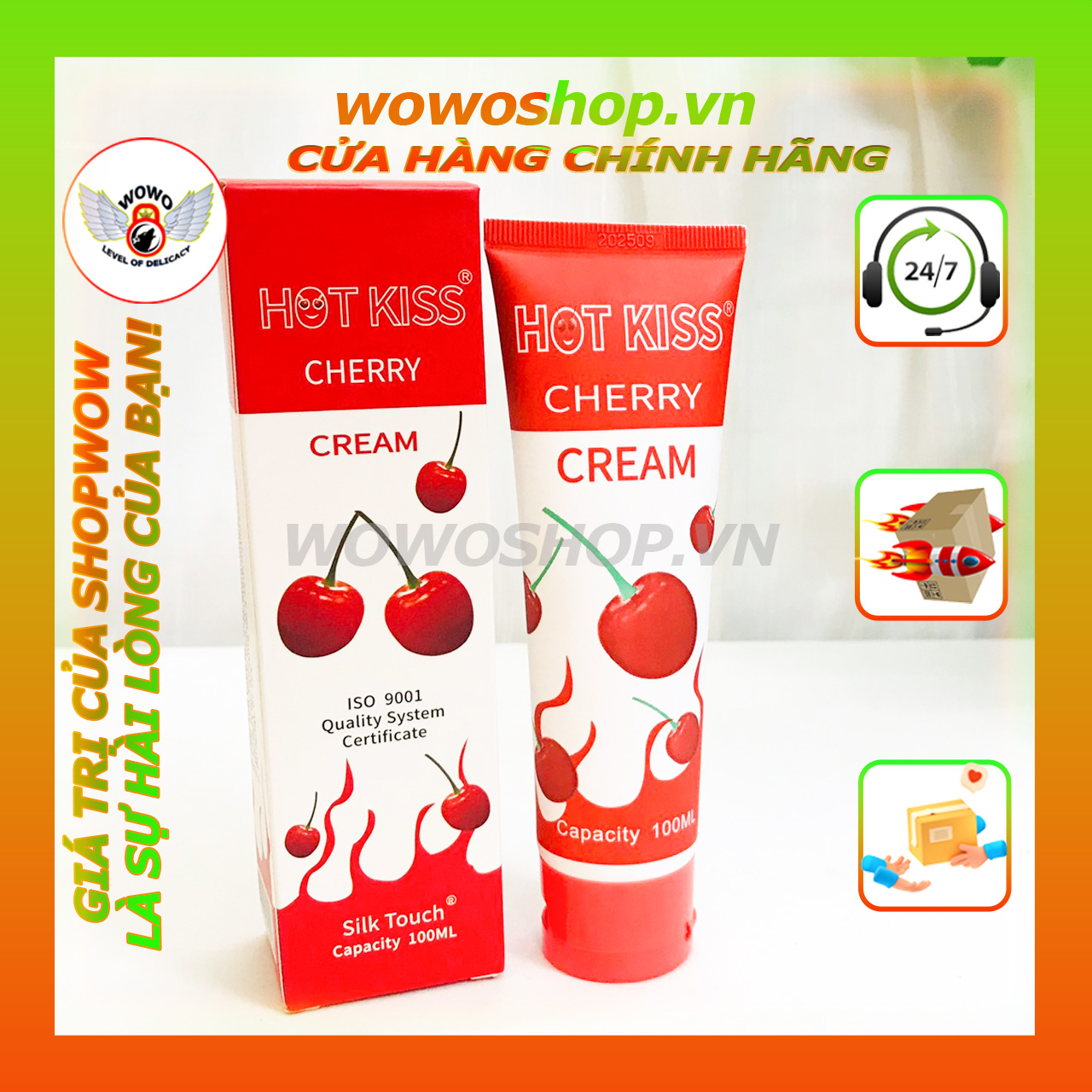 Gel Bôi Trơn Hotkiss Cream, Hương Cherry, Chai 100ML