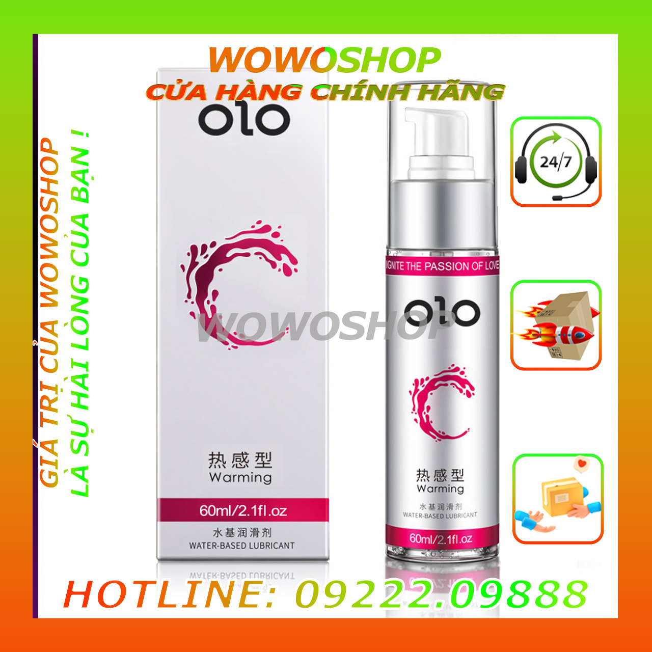Gel Bôi Trơn OLO Warming–Gel Tăng Khoái Cảm Cho Nữ-Gel Kích Thích-Khơi Lại Cảm Giác Yêu Nồng Nàn-Ấm Nóng-Chai/60M